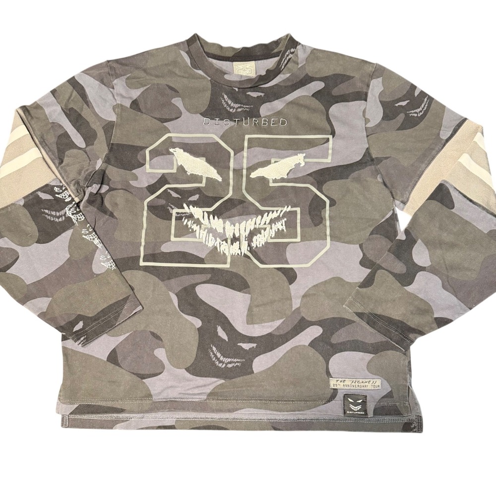 Disturbed The Sickness 25th Anniversary Tour Camo Long Sleeve Shirt Mens Large